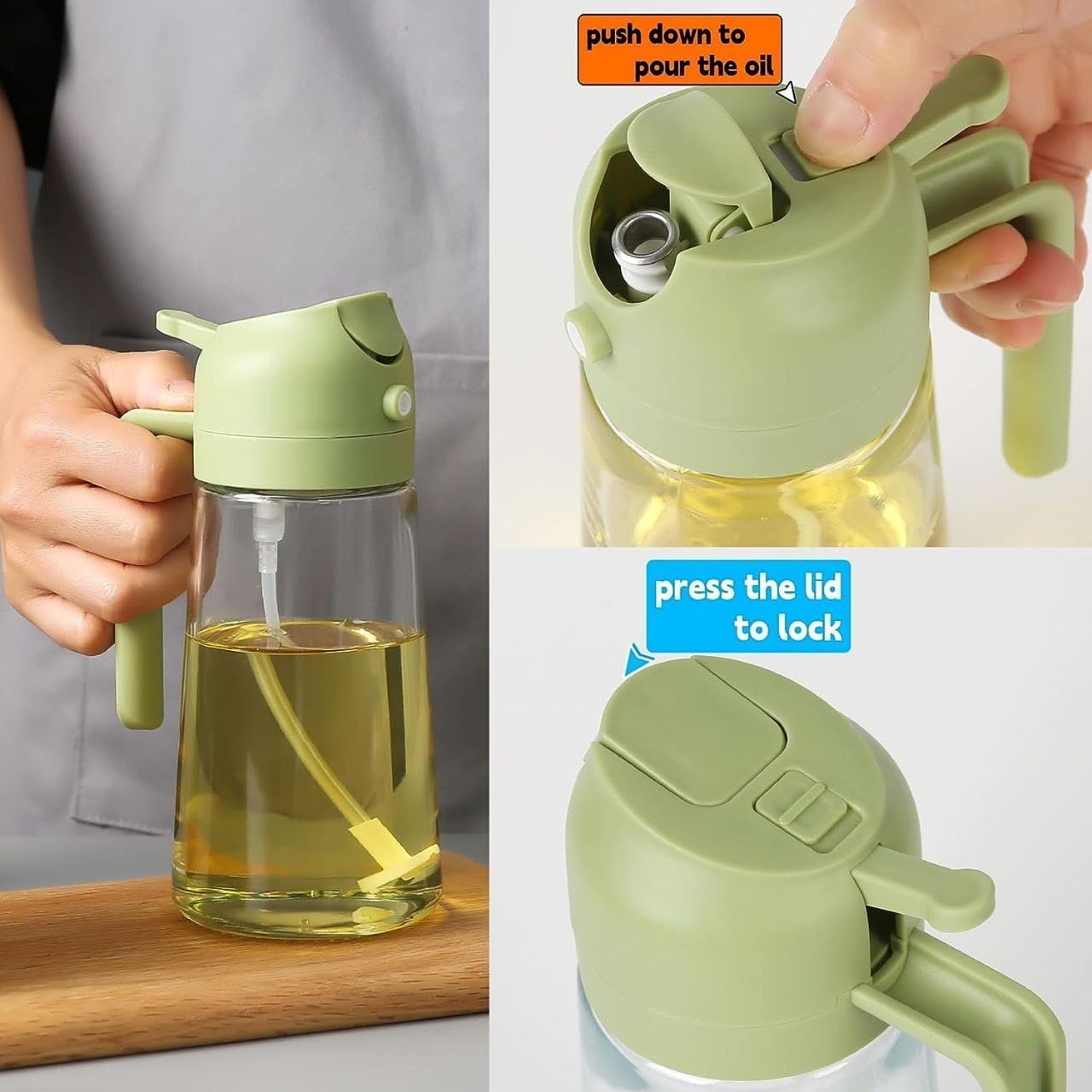 2 in 1 Oil Sprayer Dispenser Bottle