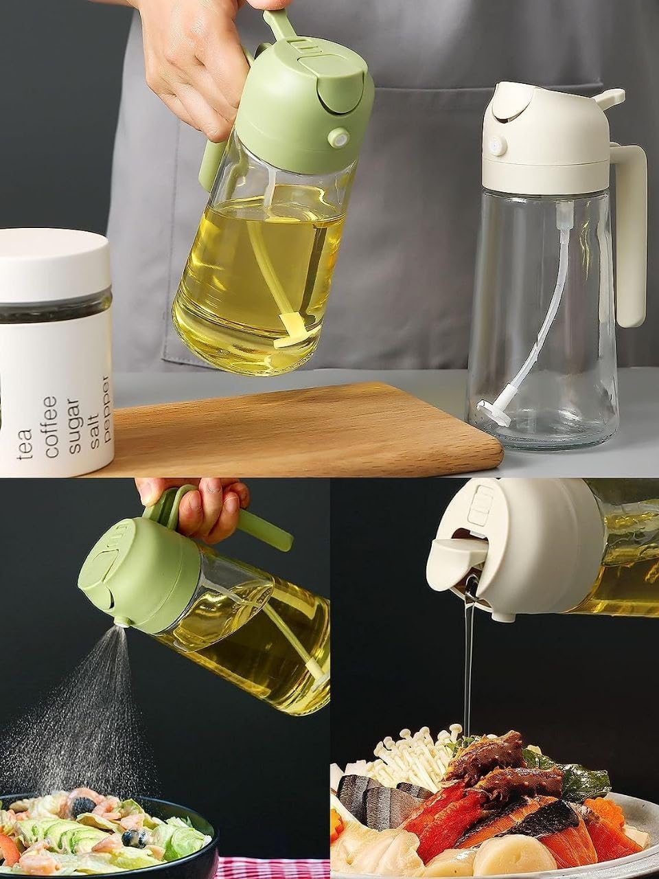 2 in 1 Oil Sprayer Dispenser Bottle