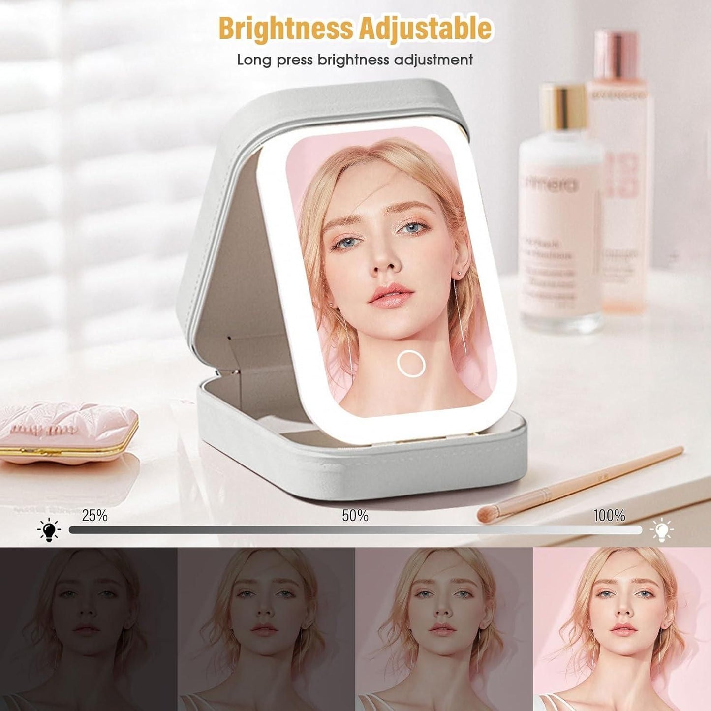 Makeup & Jewelry Box with LED Mirror