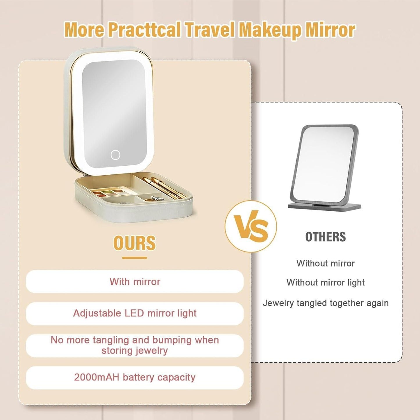 Makeup & Jewelry Box with LED Mirror