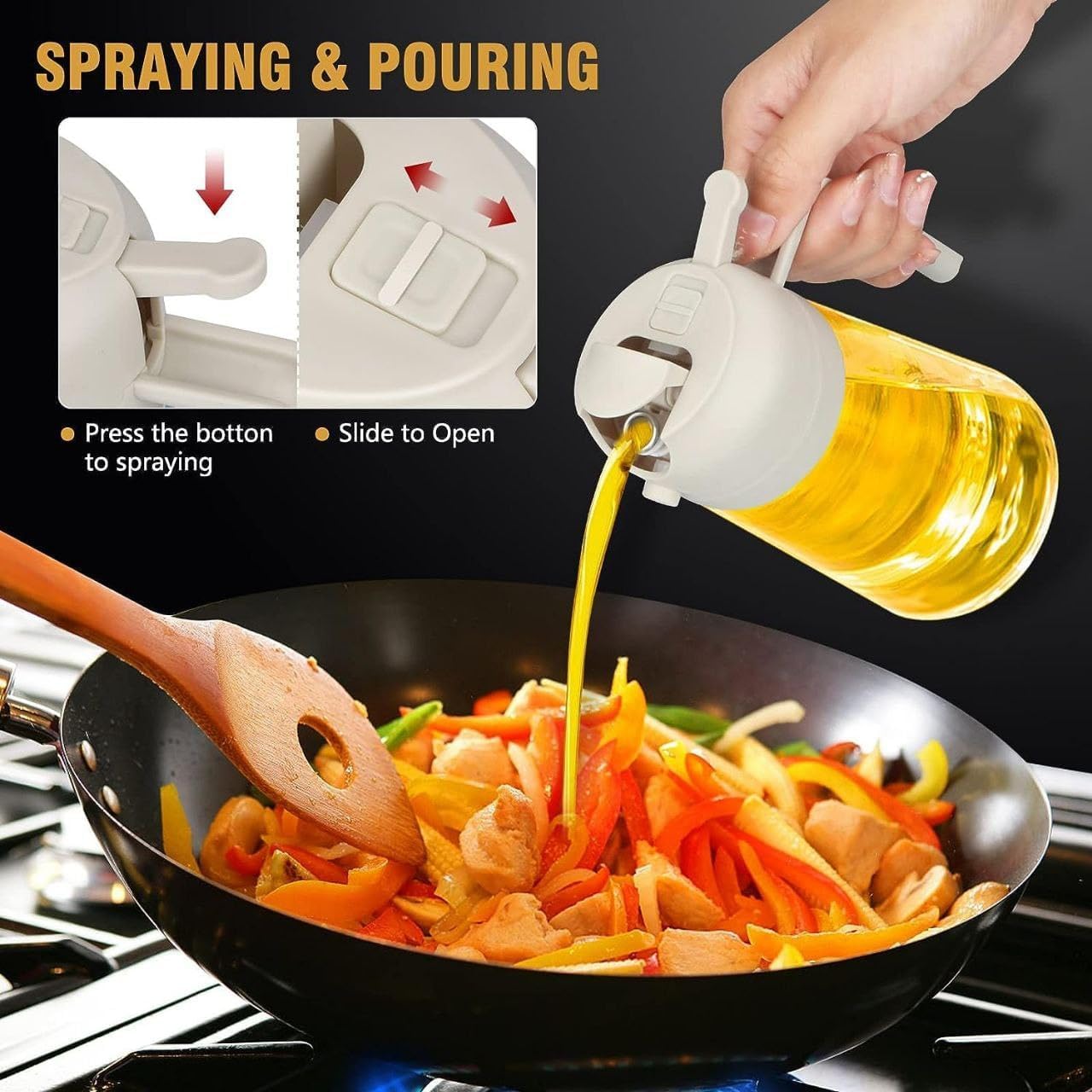 2 in 1 Oil Sprayer Dispenser Bottle