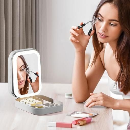 Makeup & Jewelry Box with LED Mirror